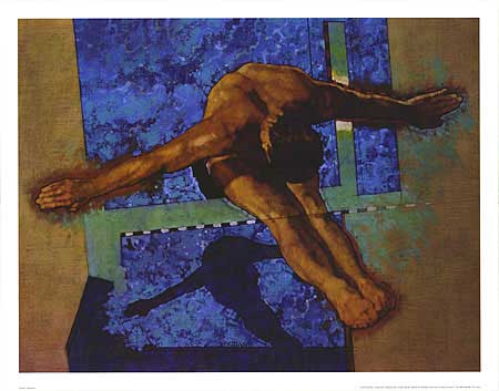 High diver equipment for Olympic-style diving training from a side angle