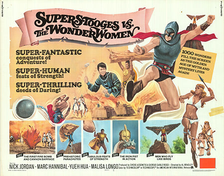 Super Stooges Vs. Wonder Women DVD cover showcasing the comedic duo in action.