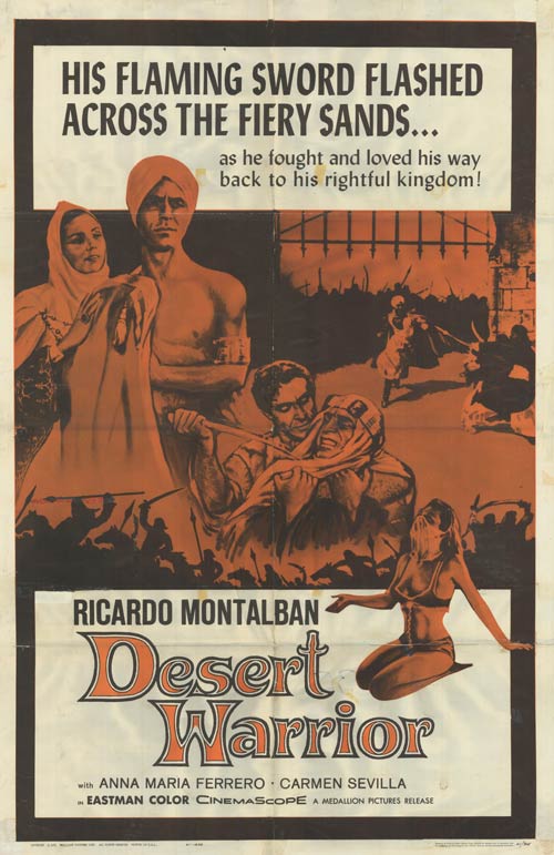 Close-up of the vintage desert warrior poster showcasing details.