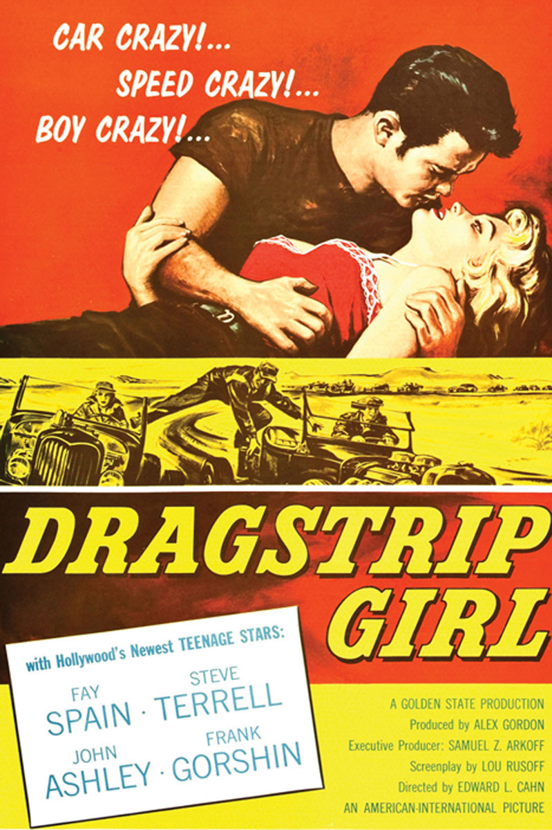 Close-up of Dragstrip Girl giclee print highlighting vivid colors and fine details