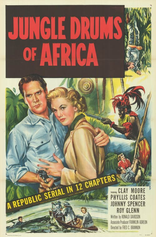 African explorers in jungle for vintage adventure film DVD