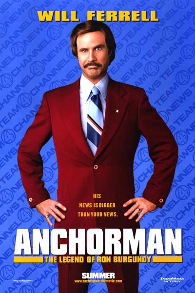 Anchorman DVD cover showcasing Ron Burgundy with a humorous expression.