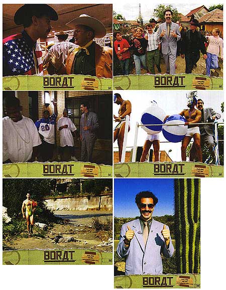 Ultimate Borat Comedy Collectible Set displayed on a shelf, showcasing all 6 pieces.