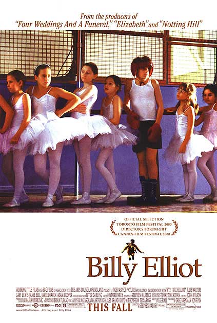 A vibrant scene from the Billy Elliot musical showcasing a powerful dance performance.