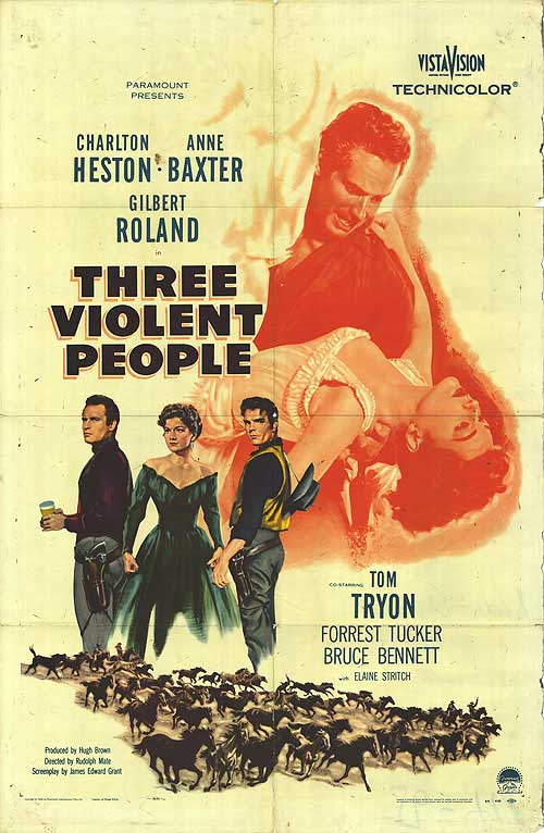 Cover of Three Violent People showcasing its dramatic artwork.