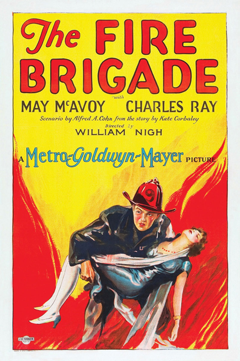 Artistic Fire Brigade Giclee Print displayed in a modern living room setting.
