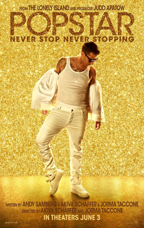 Cover art of Popstar: Never Stop Never Stopping featuring comedic and musical elements