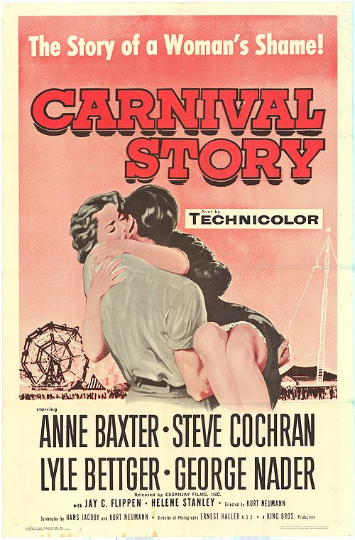 Close-up of vintage carnival poster featuring colorful carnival characters