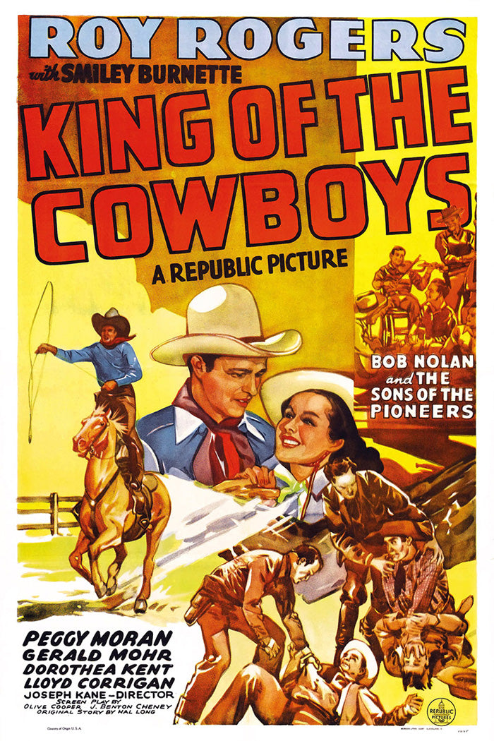 Close-up of the king of the cowboys giclee print showcasing vibrant Western art details