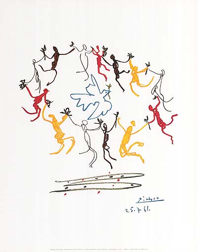 Dance of Youth art print by Pablo Picasso showcasing vibrant colors and abstract forms.