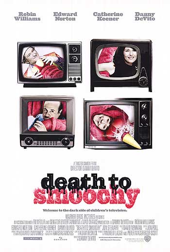 Death to Smoochy Blu-ray cover featuring Robin Williams in a dark comedy role