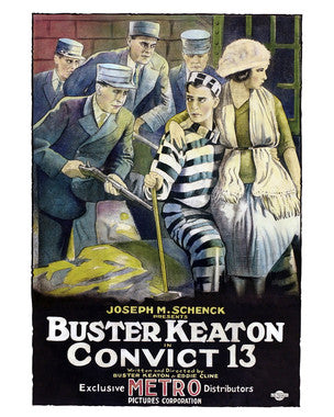 Buster Keaton in Convict 13 showcasing his classic comedy style.