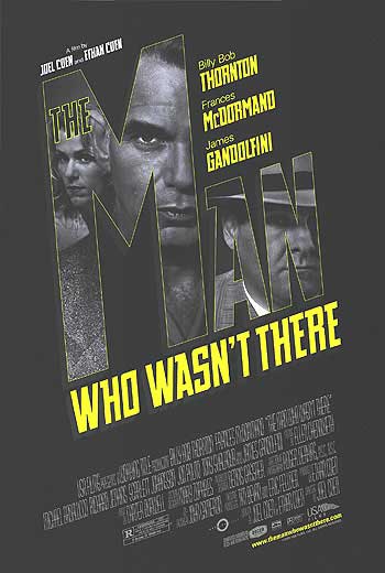 Close-up of The Man Who Wasn't There DVD cover showing edge creased black version