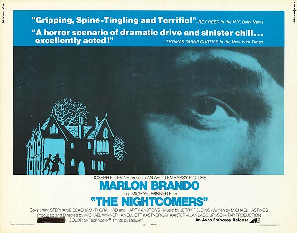 Marlon Brando in a chilling scene from Nightcomers, showcasing the psychological thriller elements.