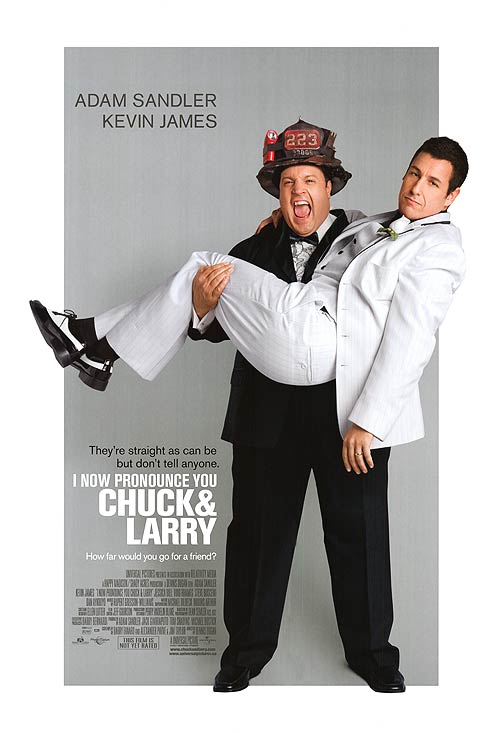 Main scene from 'I Now Pronounce You Chuck and Larry' featuring humorous costumes