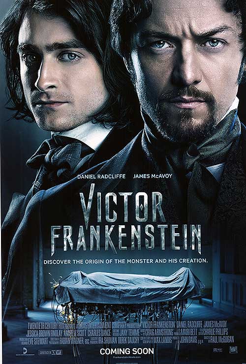 Close-up of the Victor Frankenstein book cover, highlighting its Gothic design.