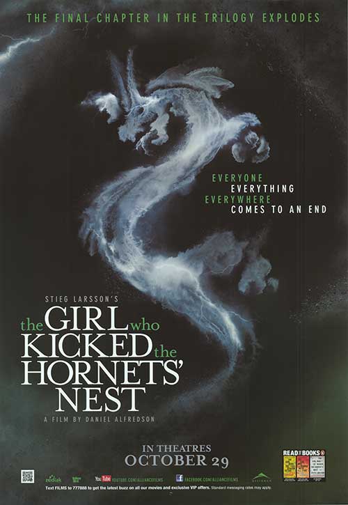 Cover of The Girl Who Kicked the Hornet's Nest, showcasing intense imagery of the main character.