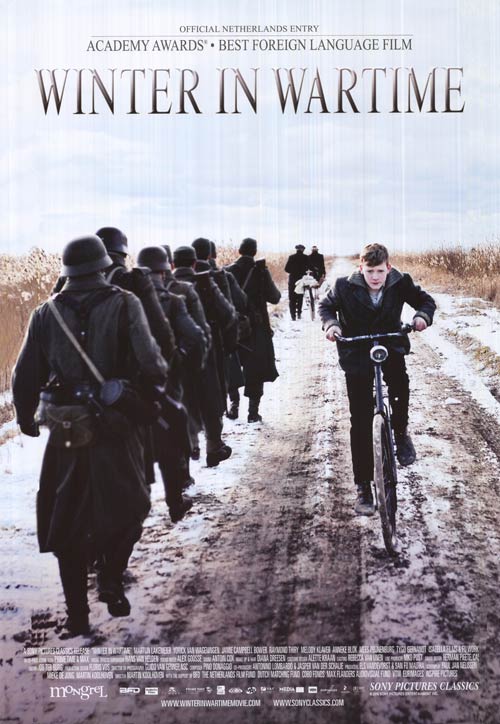 Cover of Winter in Wartime showing a snowy battlefield, representing the harsh realities of war.