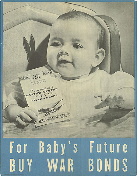 FutureSecure War Bonds displayed with a baby savings theme.
