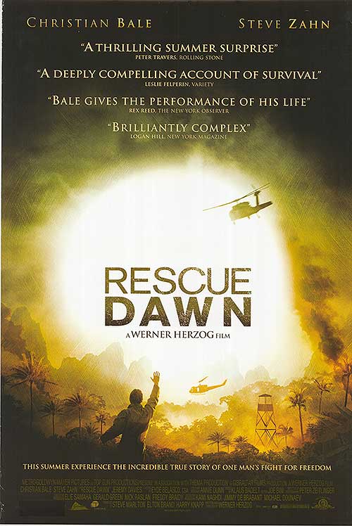 Close-up of the Rescue Dawn sticker with visible edge wear