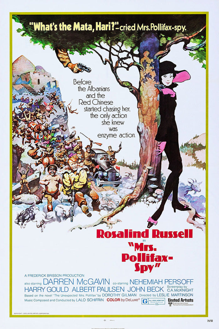 Mrs. Pollifax spy novel cover featuring a female spy in action
