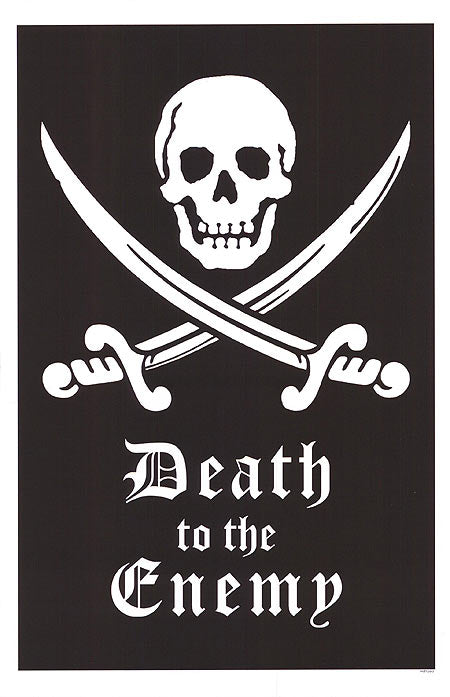 Fearless pirate flag waving in the wind at a beach house