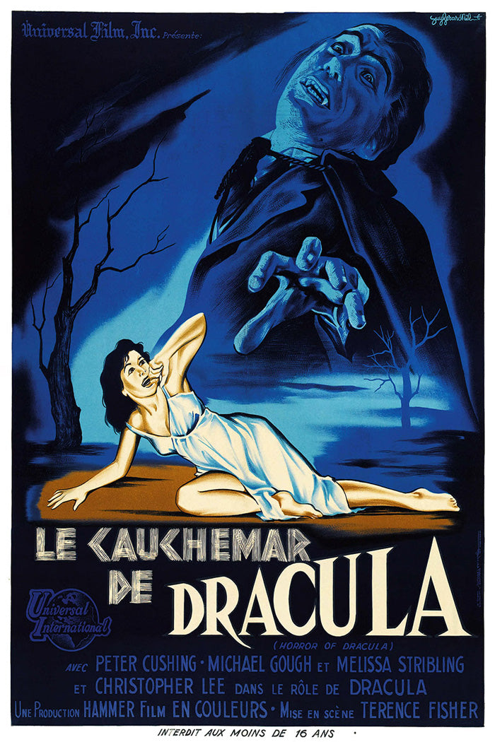 Art print featuring Dracula in a gothic setting, perfect for horror decor.