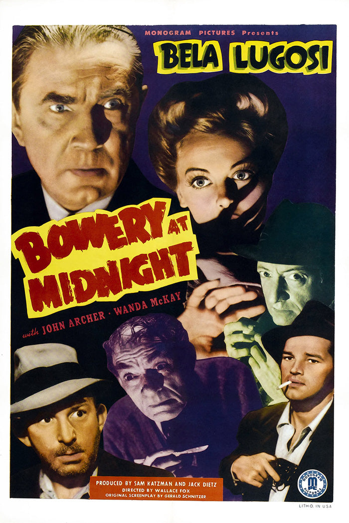Framed Bowery at Midnight giclée print hanging above fireplace – ideal classic movie artwork for home decor