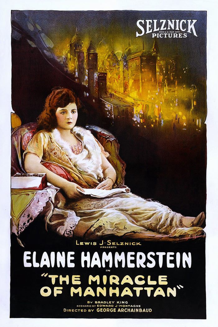Close-up of Miracle of Manhattan vintage poster showing vivid colors for wall art