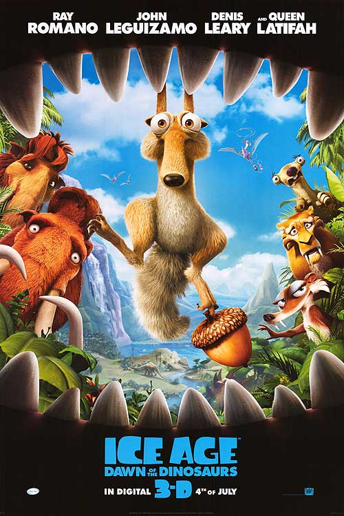 Cover art of Ice Age: Dawn of the Dinosaurs featuring main characters in a vibrant landscape.