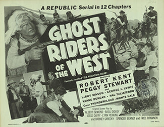 Close-up of Ghost Riders of the West collectible stamp showcasing intricate details.