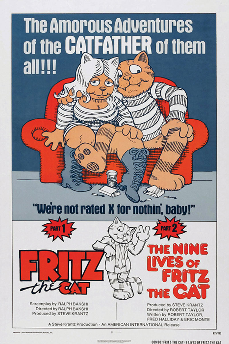 Fritz The Cat art print displayed in a modern living room, enhancing the decor.