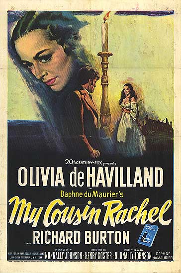 Front cover of My Cousin Rachel book showing a vintage style design