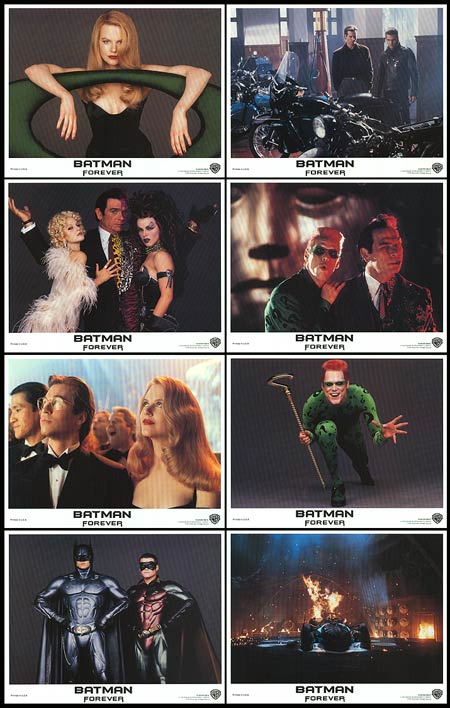 Front angle of Batman Forever 8-figure collector's set featuring Batman and Robin in iconic poses