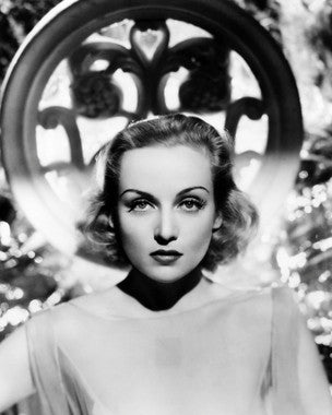 Close-up of a vintage Carole Lombard movie poster for collectors