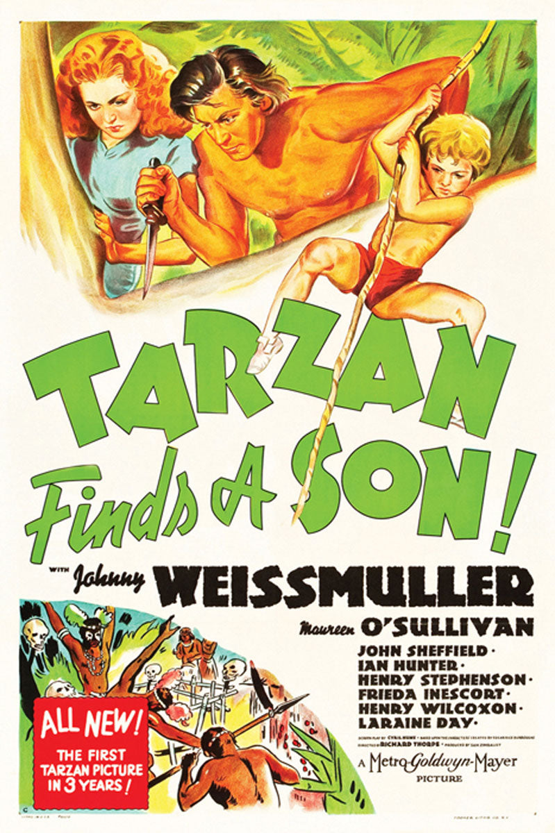 Close-up of Tarzan Finds A Son! giclee print with vivid jungle scene, perfect for wall art