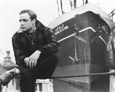 On the Waterfront movie poster showcasing Marlon Brando's iconic performance.
