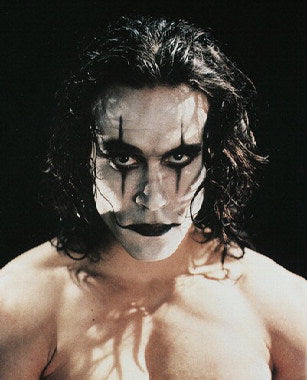 Brandon Lee Crow action figure in a dynamic pose showcasing intricate details.