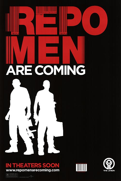 Repo Men black shirt styled with jeans for a casual look.