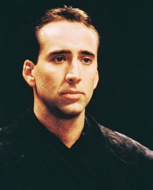 Close-up of a Nicolas Cage vintage poster for collectors