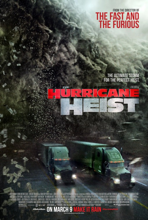 Front cover of Hurricane Heist Blu-ray featuring storm clouds and armored truck – a must-watch action thriller