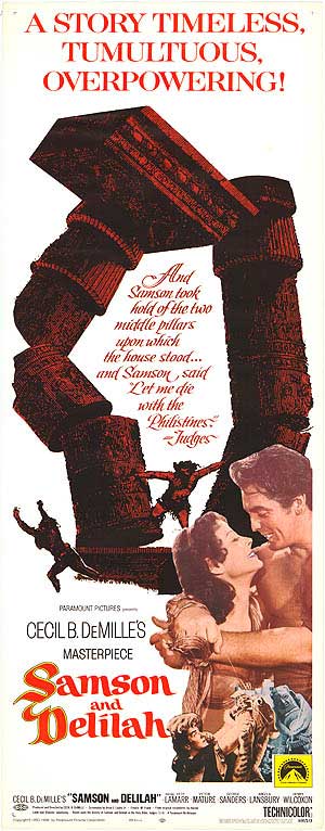 Close-up of the vintage Samson and Delilah 1968 poster showcasing classic artwork