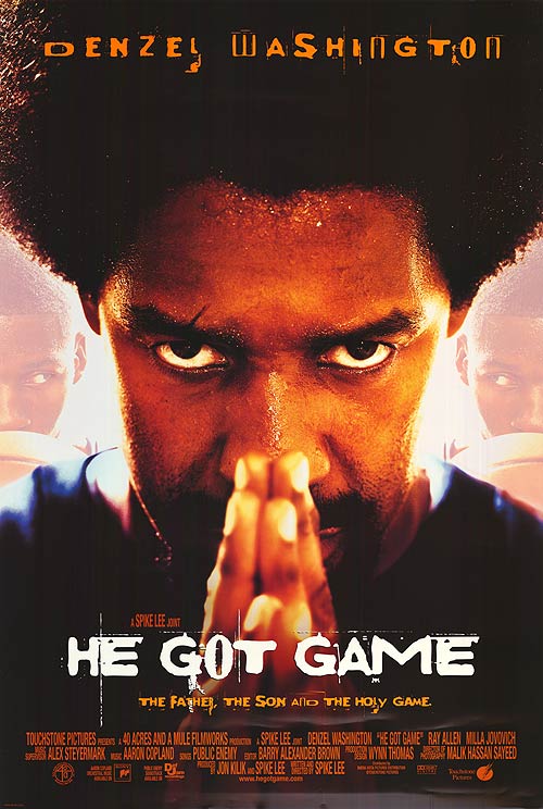 He Got Game DVD cover featuring Denzel Washington in an emotional scene.
