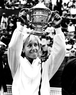 Authentic Martina Navratilova signed tennis racket on display