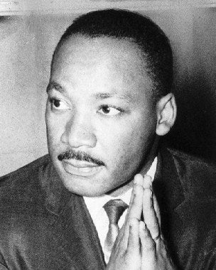 Front view of an inspiring Martin Luther King Jr. T-shirt displaying a famous quote.