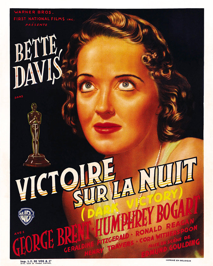 Dark Victory vintage movie poster reproduction displayed in a living room setting, highlighting its classic film artwork appeal.