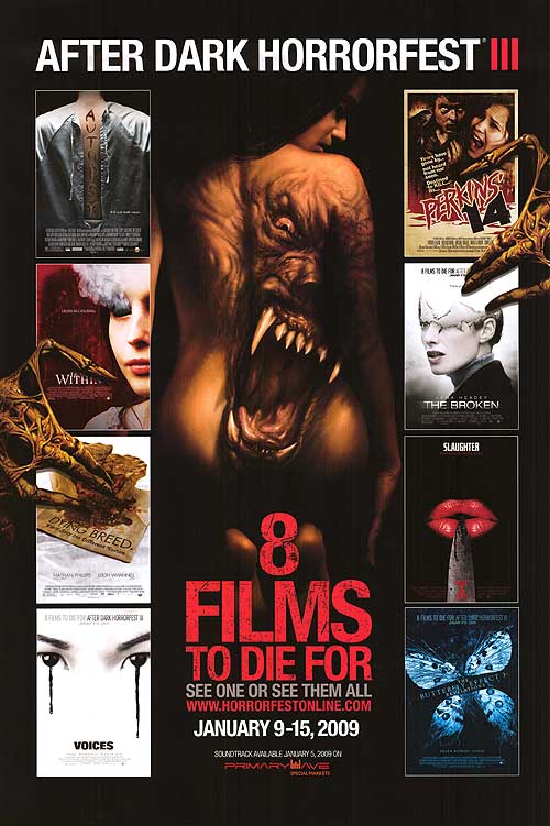 Front cover of Horrorfest '09 horror box set featuring 8 chilling movie titles