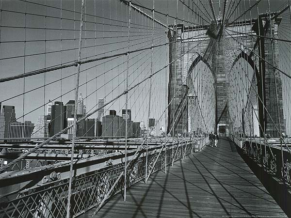 Brooklyn Bridge art print showcasing the stunning skyline from the bridge.
