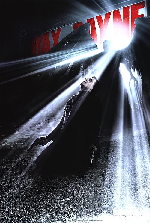 Max Payne gameplay showing bullet time in a dark noir setting