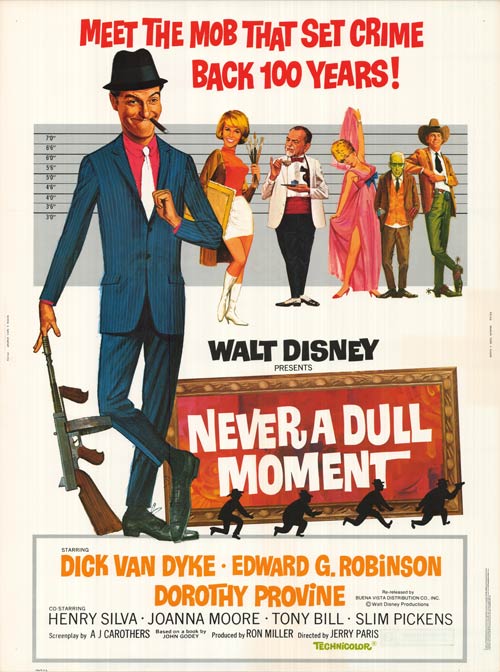Cover of Never a Dull Moment vinyl with a vintage design.